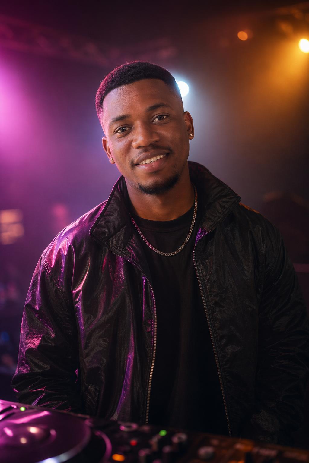 AI-generated Amapiano DJ booth portrait in Johannesburg